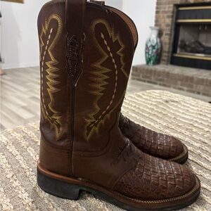 Lucchese 2000 Brown Men’s Crocodile Cowboy Boots Size 9.5D Handmade in USA
